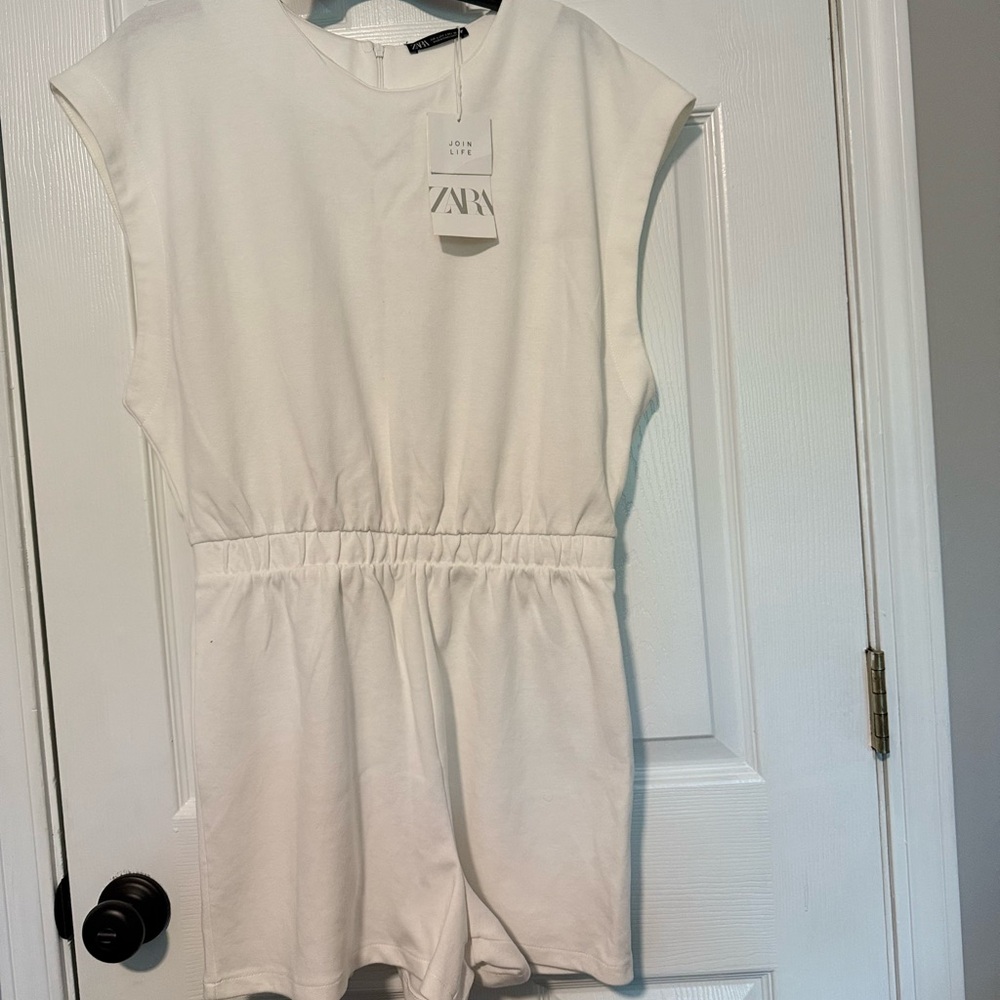 Zara White Sleeveless Romper